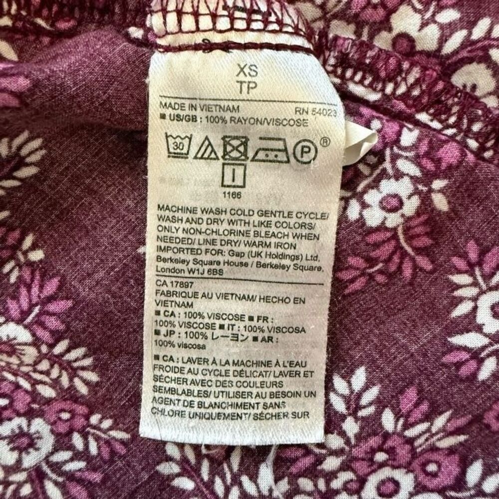 Gap Womens Tank Top XS Red/Purple Floral Flowing Sleeveless High Low Front - Picture 7 of 7